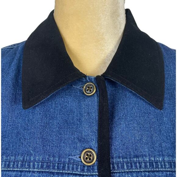 Talbots Button Front Denim Vest Blue Small Y2K Classic Professional Vintage Y2K - Picture 4 of 8
